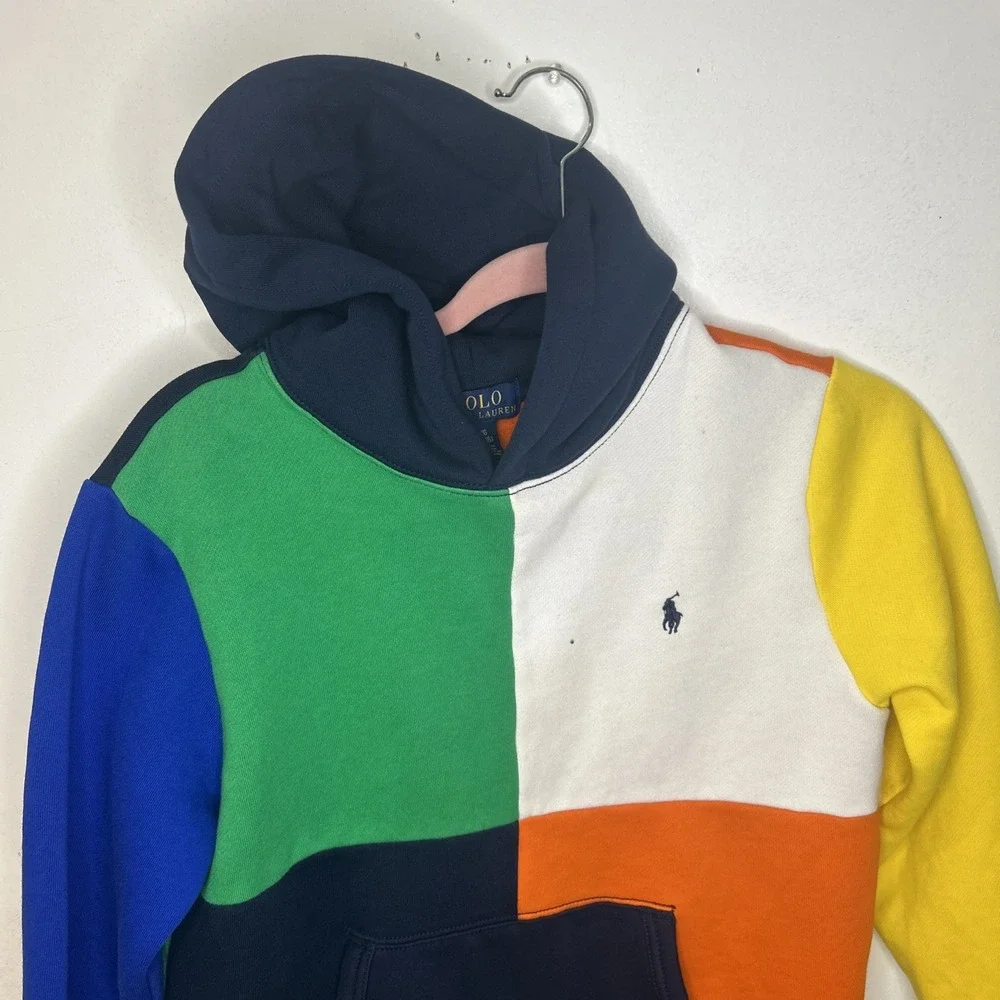 POLO RALPH LAUREN Big & Tall Colorblock Cotton Blend Fleece Pullover Hoodie Sz L